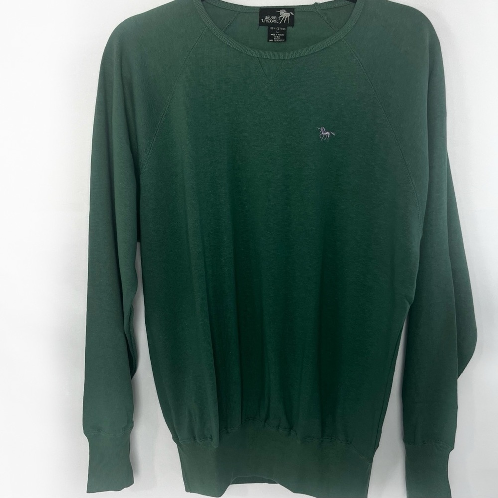 Silver Unicorn Green Sweatshirt Sz L